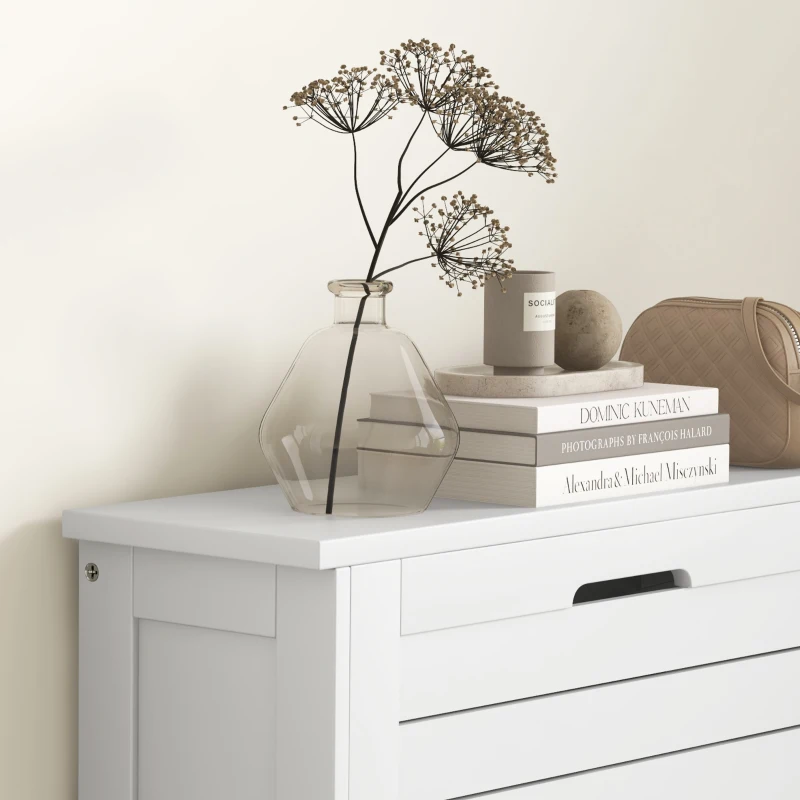 HOMCOM Modern Shoe Storage Cabinet with 3 Flip Drawers and Louvered Doors for 6 Pairs of Shoes, White