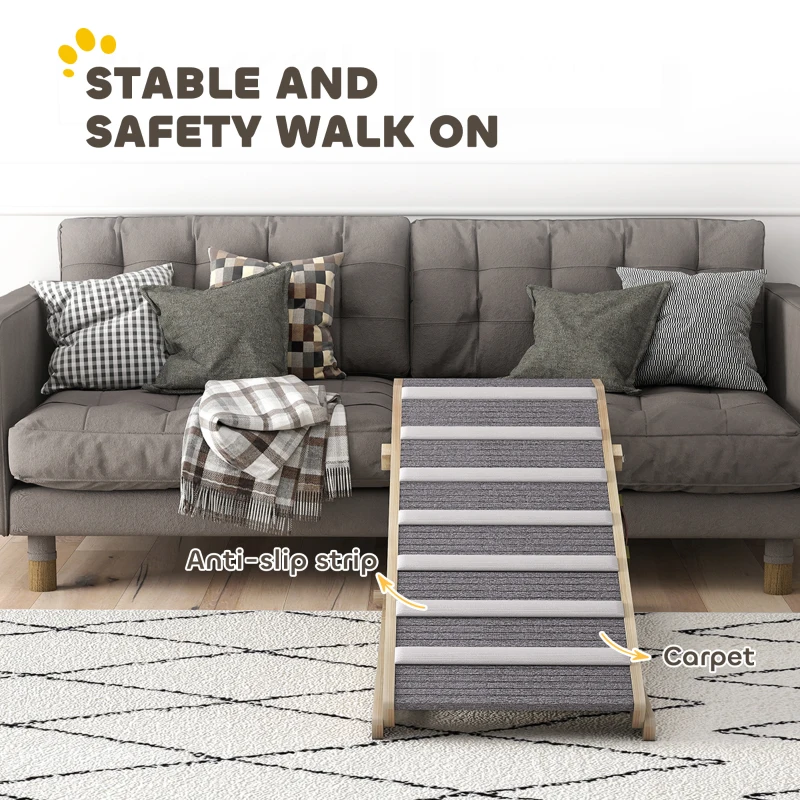 PawHut Dog Ramp for Couch, Foldable Pet Ramp for Small to Large Dog, 4 Adjustable Height from 14" to 20"
