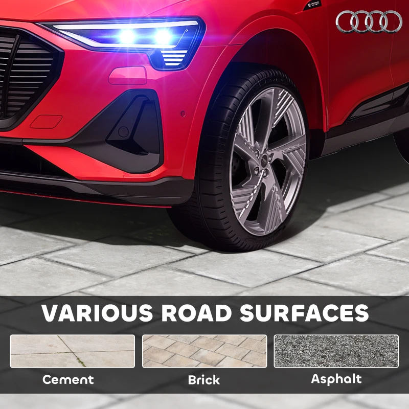 Aosom 12V Kids Electric Ride On Car, Audi E-tron, Battery Powered Toy with Parent Remote Control, Suspension System, Auxiliary Wheels, LED Lights, Music and Horn,  MP3 Player, Red