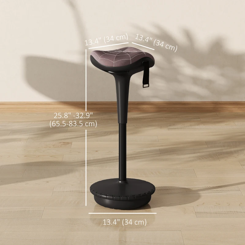 Vinsetto Backless Wobble Stool Chair, Standing Desk Chair, Adjustable Learning Stool for Office Desks, with Rocking Motion, Brown