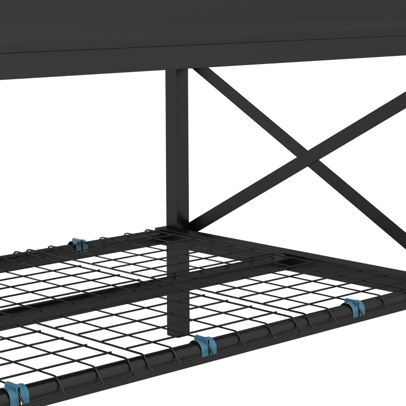 Outsunny Galvanized Raised Garden Bed, Metal Planter Box with Bed Liner and Storage Shelf, for Vegetables Flowers Herbs, Black