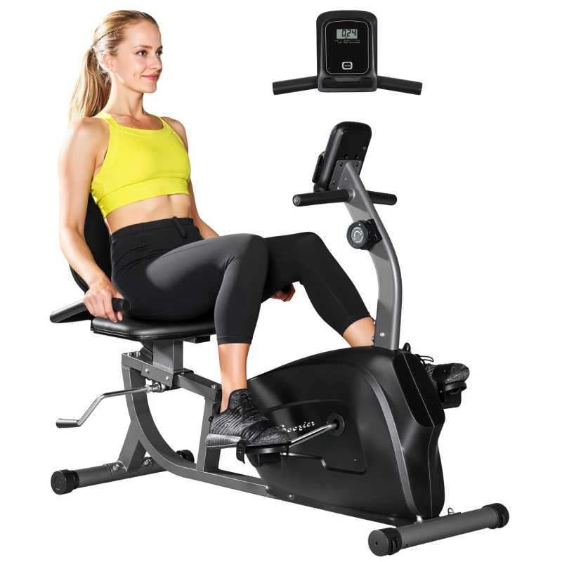 Soozier Recumbent Exercise Bike with 8-Level Magnetic Resistance, LCD Monitor, Heart Rate Handle and Adjustable Seat
