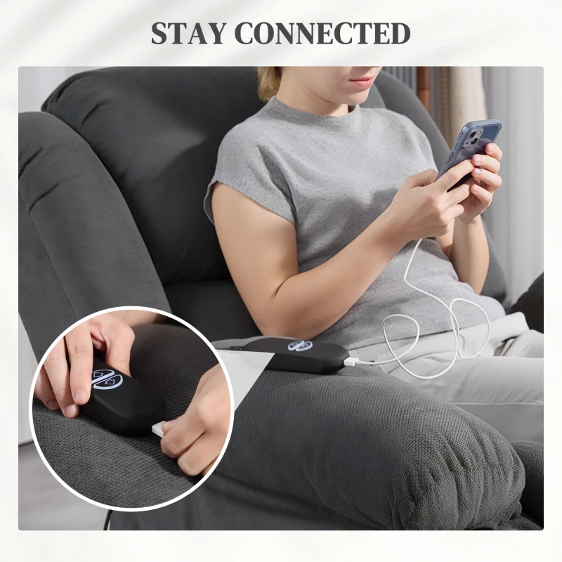 HOMCOM Overstuffed Power Lift Recliner Chair with Vibration Massage and Heat, Side Pockets, Pocket Spring, for Adults, Gray