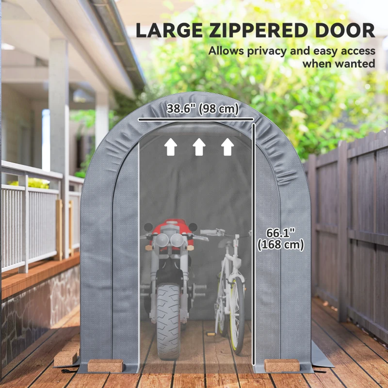 Outsunny 5' x 8' Outdoor Storage Shed, Heavy Duty Galvanized Steel Portable Shed for Bike, Motorcycle, Garden Tools, Light Grey