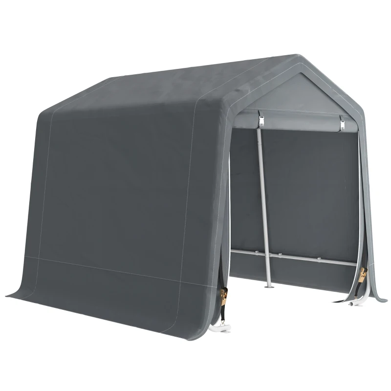 Outsunny 7.9' x 6.6' Garden Storage Tent, Patio Storage Shelter w/ Metal Frame and Double Zipper Doors, Dark Grey