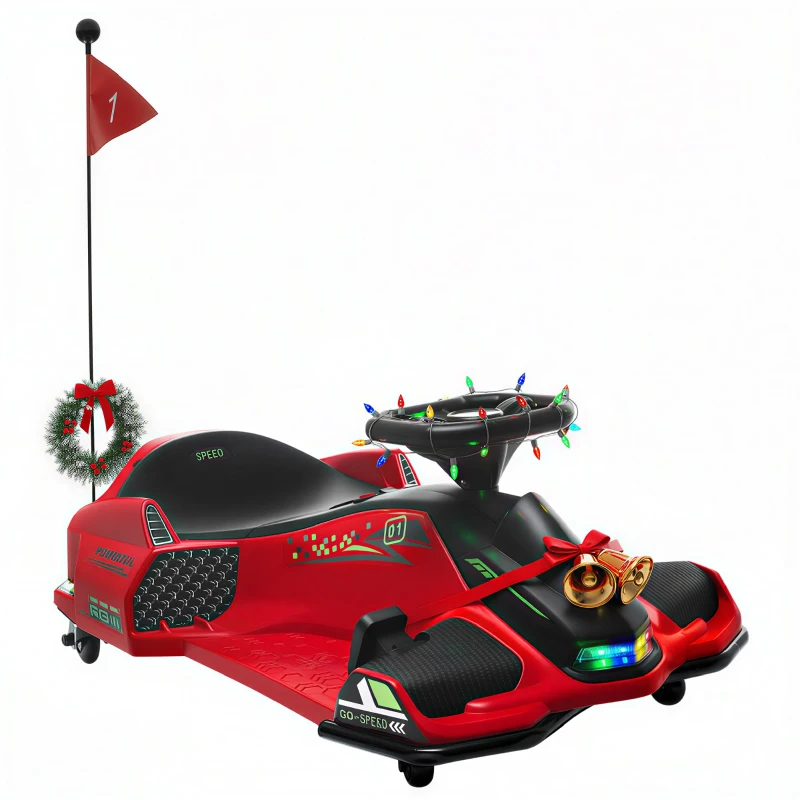 Aosom 12V Electric Drifting Go Kart w/ Slow Start, Music, Lights, Red
