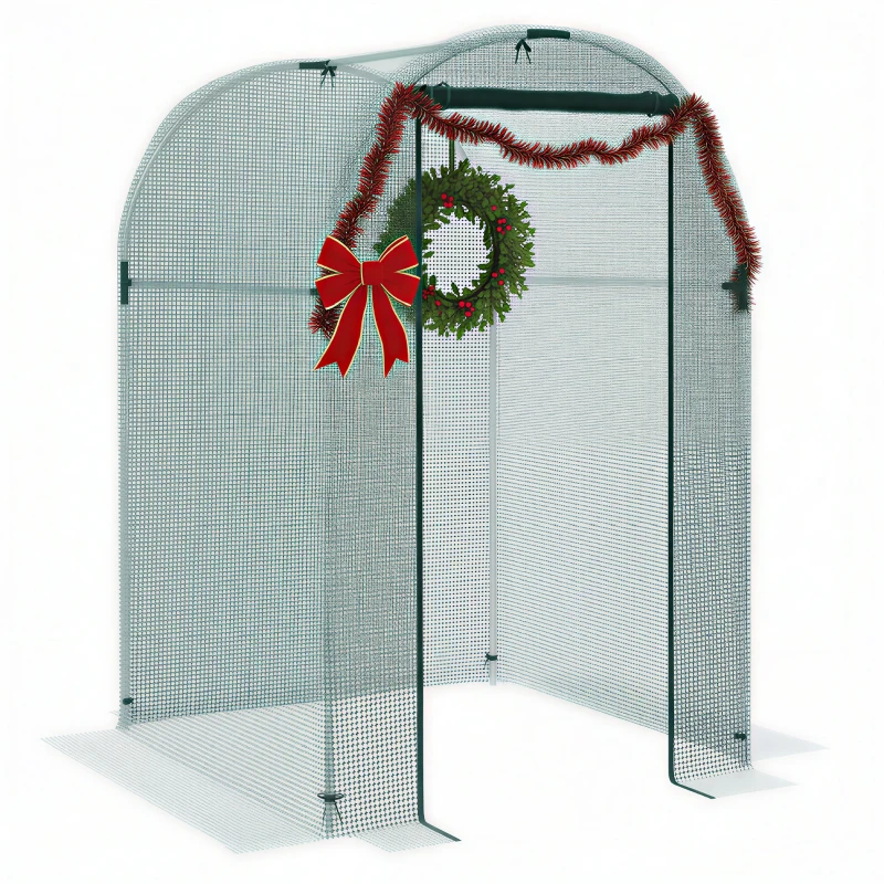 Outsunny Galvanized Steel Crop Cage, Plant Protection Tent with Zippered Door, 4' x 4', Green