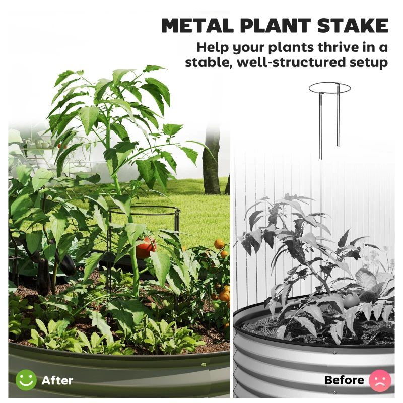 Outsunny 7' x 3' x 1' Large Outdoor Planter Box, Galvanized Raised Garden Bed with Metal Plant Stake, Dark Grey