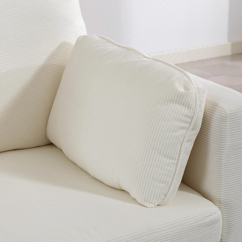 HOMCOM Loveseat Sofa, 55" Small Sofa Couch with 2 Pillows, Metal Legs for Living Room, Bedroom, Apartment, Cream White