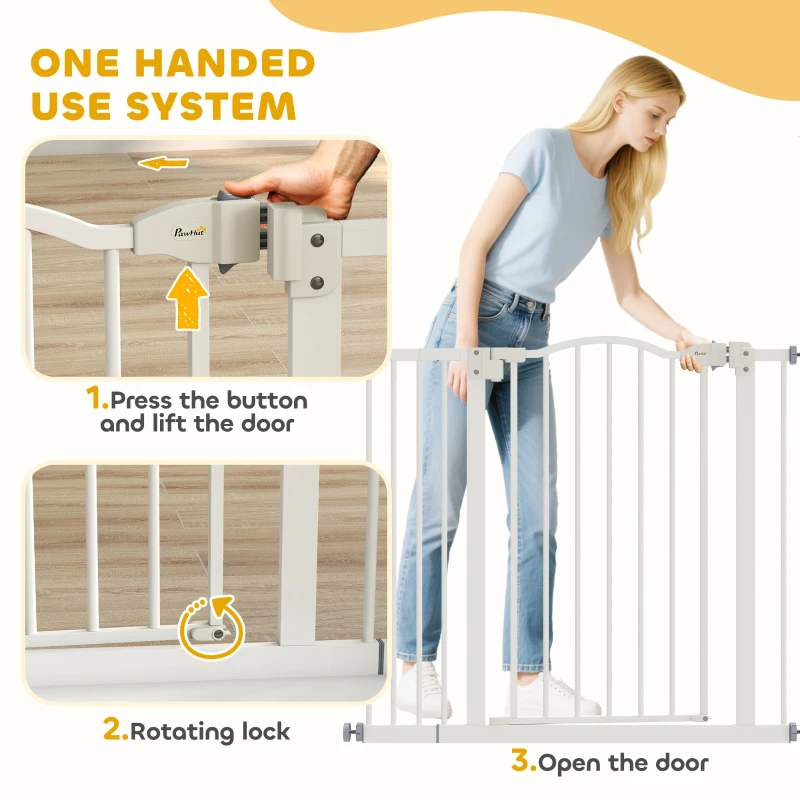 PawHut Extra Tall Dog Gate with Door, Pressure Fit, Auto Close, Double Locking for Doorways Hallways Stairs, 29"-37", White