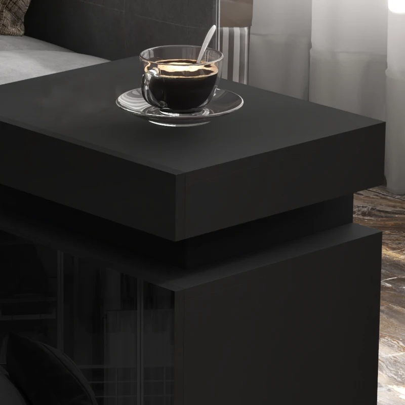 HOMCOM Nightstand, Bedside Table with LED Lights and 2 Drawers for Bedroom, Living Room, Black