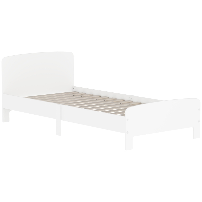 Qaba Bed Frame for Girls and Boys, Bedroom Furniture, White
