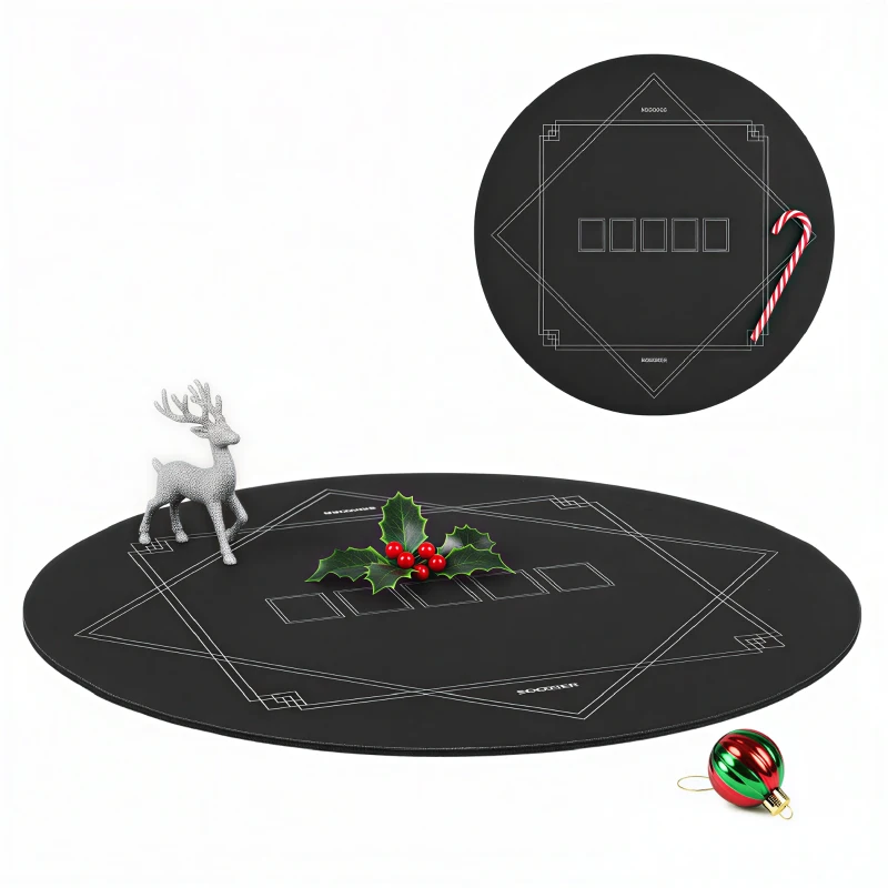 Soozier Poker Mat Texas Hold'em Poker Table Top with Non-Slip Bottom Black