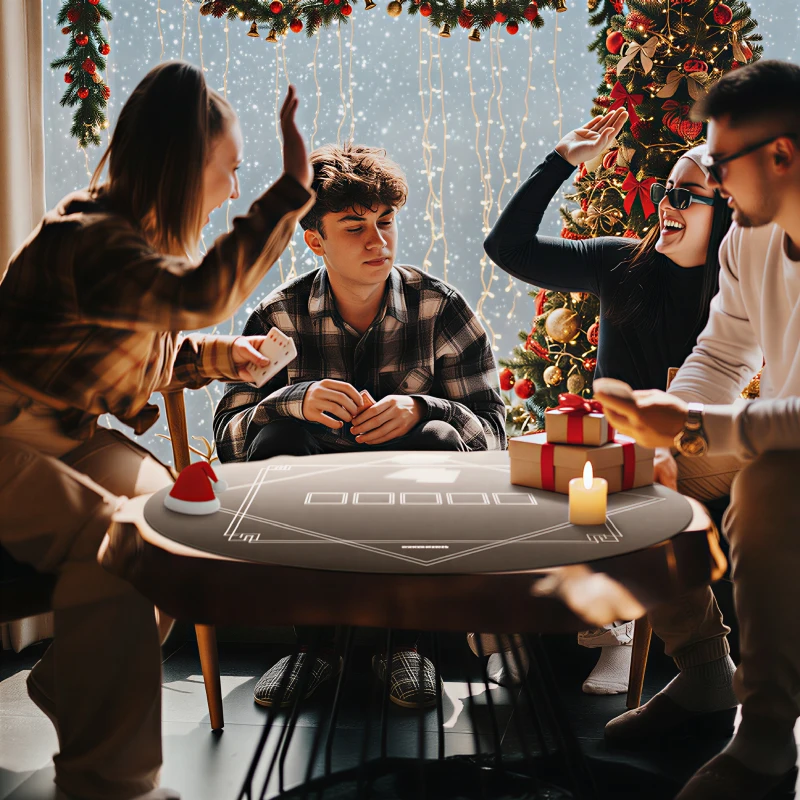 Soozier Poker Mat Texas Hold'em Poker Table Top with Non-Slip Bottom Black