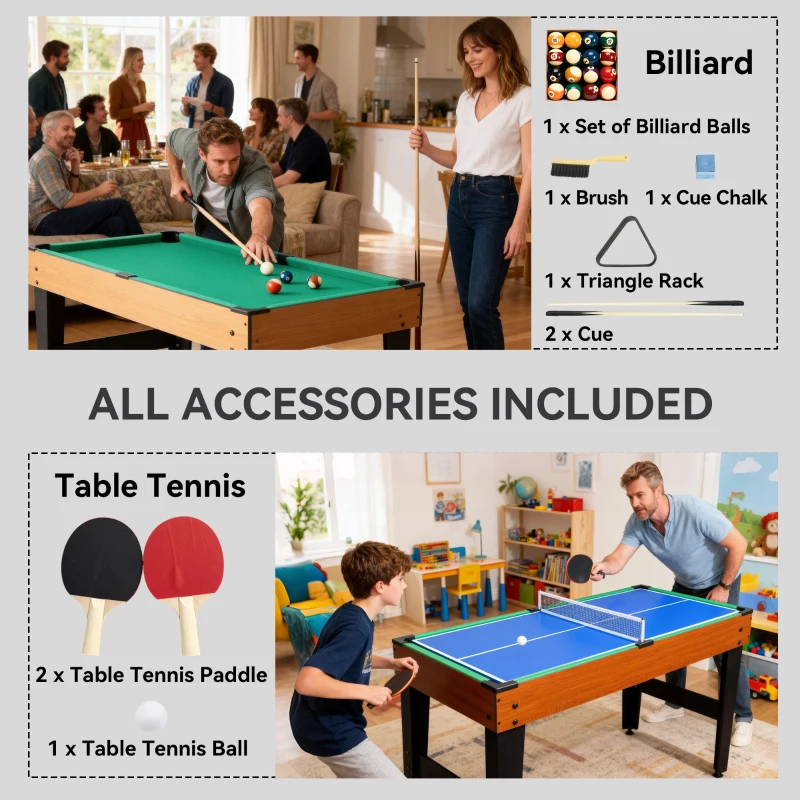 Soozier 53 in 5-in-1 Combo Multi Game Table with Foosball, Pool, Hockey, Table Tennis, Basketball for Kids and Adults