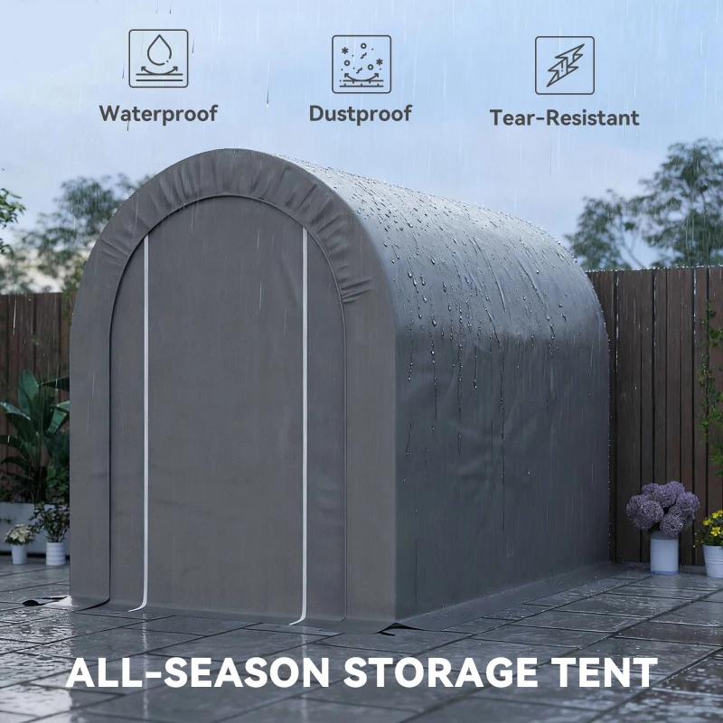 Outsunny 5' x 8' Outdoor Storage Shed, Heavy Duty Galvanized Steel Portable Shed for Bike, Motorcycle, Garden Tools, Light Grey