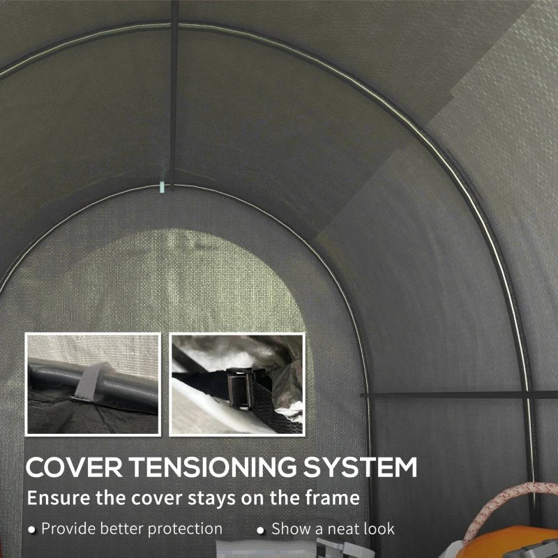 Outsunny 5' x 8' Outdoor Storage Shed, Heavy Duty Galvanized Steel Portable Shed for Bike, Motorcycle, Garden Tools, Light Grey