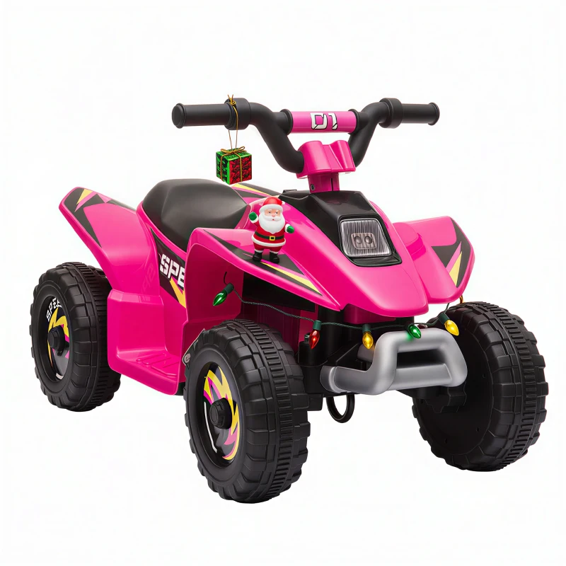Aosom 6V Kids ATV 4-Wheeler Ride on Car, Electric Motorized Quad Battery Powered Vehicle with Forward/Reverse Switch for 18-36 Months Old Toddlers, Pink