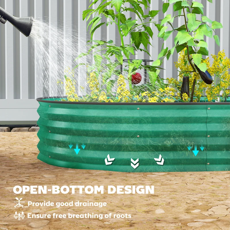 Outsunny 7' x 3' x 1' Large Outdoor Planter Box, Galvanized Raised Garden Bed with Metal Plant Stake, Green