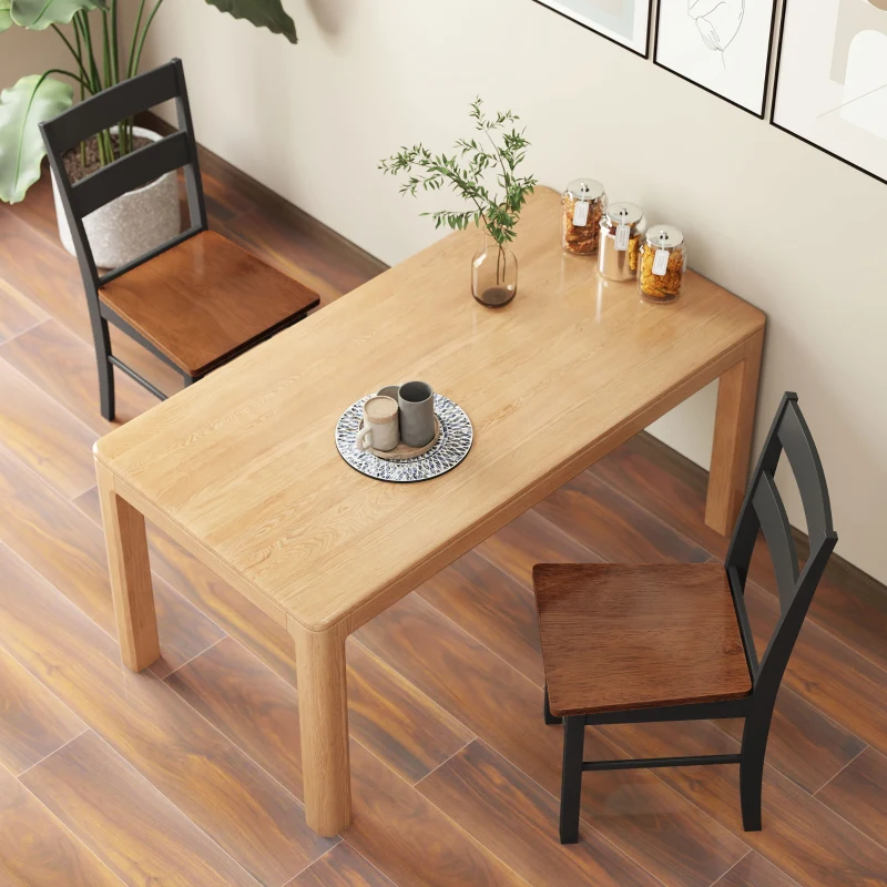 HOMCOM Farmhouse Dining Table Chairs, Set of 2 Rubber Wood Kitchen Table Chairs with Open Back for Living Room, Black