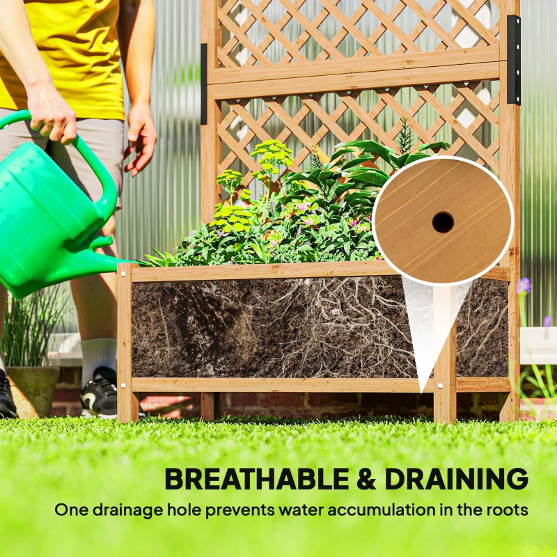 Outsunny Raised Garden Bed with Trellis, Wooden Raised Planter Box with Elevated Raised Bed, 35.4" x 17.7" x 70.9", Yellow