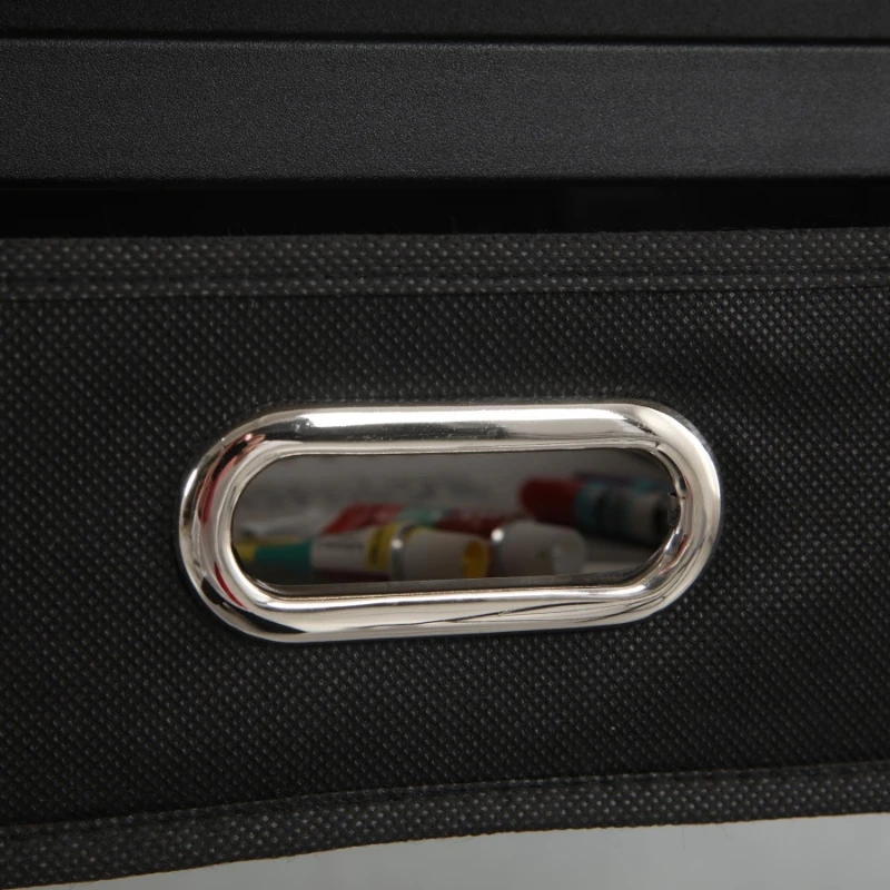 Adjustable Drafting Table Desk with 2 Large Fabric Drawers and Stool, Drawing Desk with Adjustable Leg Levelers, 38.5" L x 23.5" W x 27" H, Black