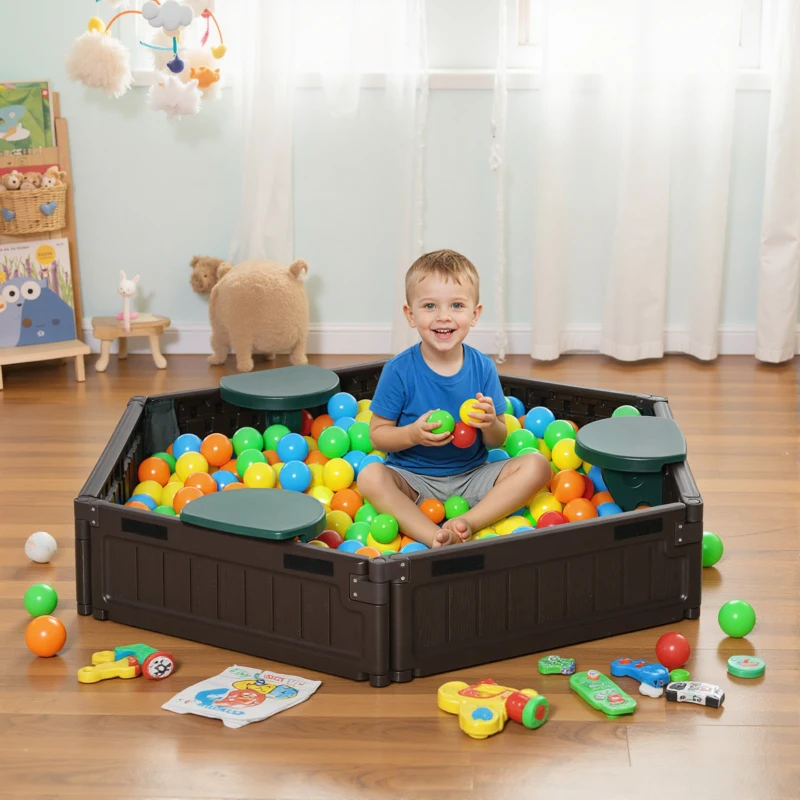 Outsunny DIY Kids Sandbox with Waterproof Oxford Cover, Sand Playset Station with Bottom Fabric Liner, for 3-12 Years Old, Outdoor Indoor Backyard, Brown