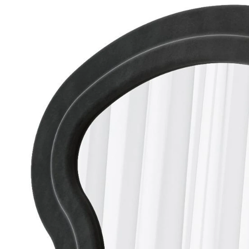 Flannel-Covered Wavy Full-Length Floor Mirror with True-Reflection Glass, Metal Glass with Shatter-Resistant Backing, 63" L x 24" W x 2.5" H, Black