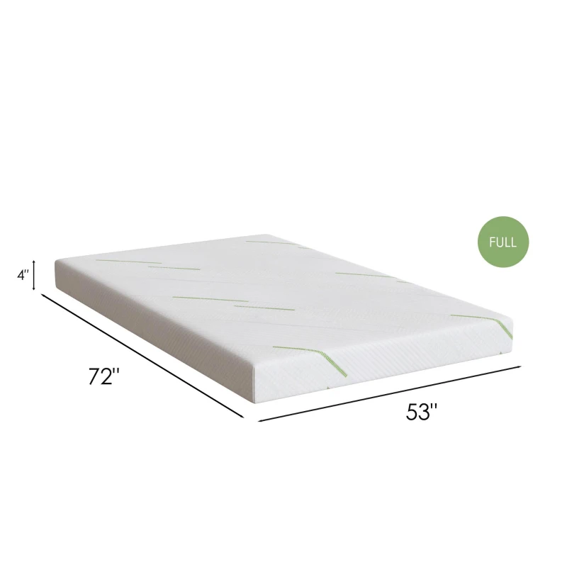 4'' Full Size Sleeper Sofa Mattress, CertiPUR-US Certified Gel Foam, Includes Knit Cover, 53x72'', White