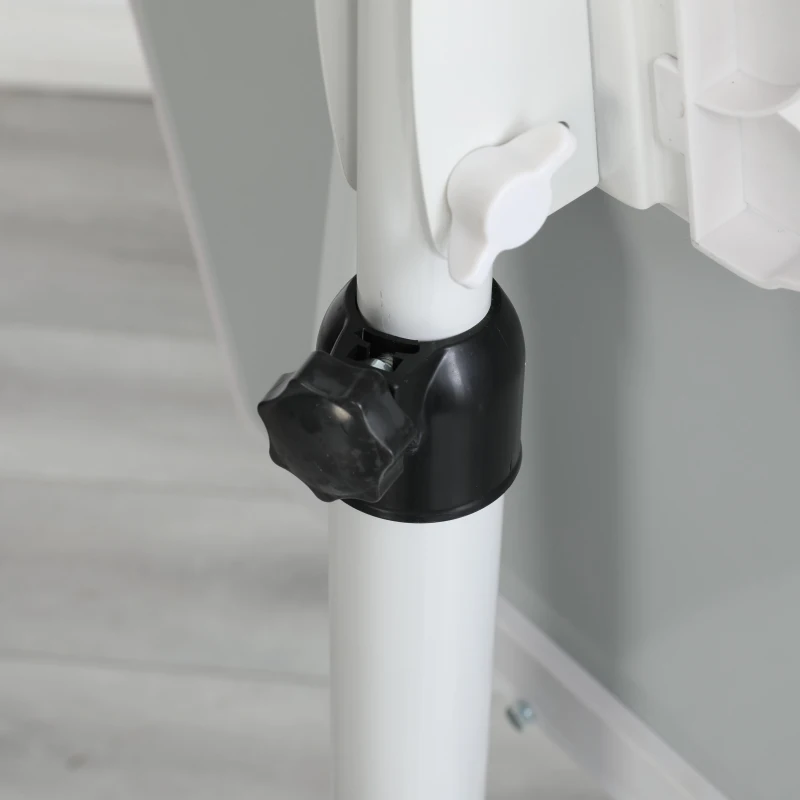 Magnetic Tempered Glass Dry Erase Board with 2 Magnets, 2 Markers & Eraser, White Panel with Locking Casters, 24" L x 24" W x 70" H, White