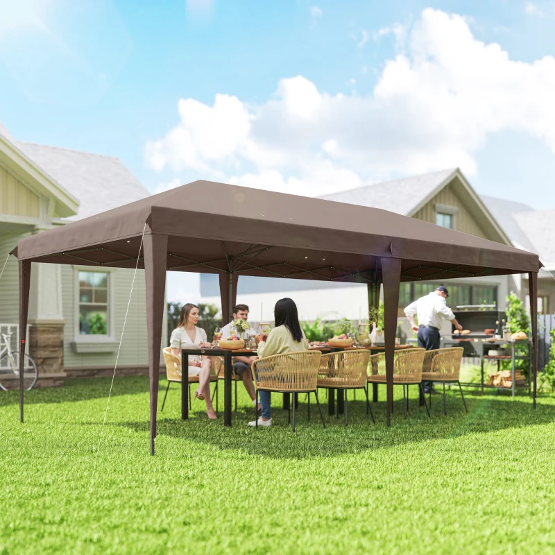 Outsunny 10' x 20' Outdoor Pop Up Canopy Tent Party Tent Instant Shelter W/ Carrying Bag, Coffee