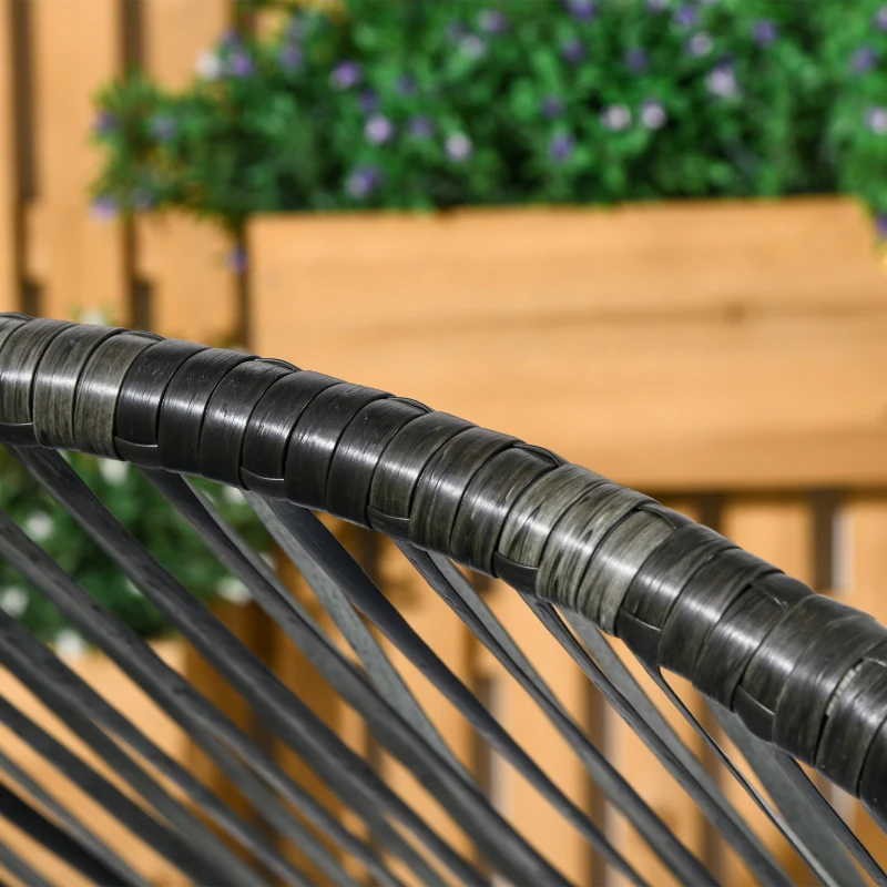 Outsunny Wicker Egg Chair Outdoor Indoor Rattan Oversized Patio Lounge Chair with 5.5" Cushions and Headrest, Grey