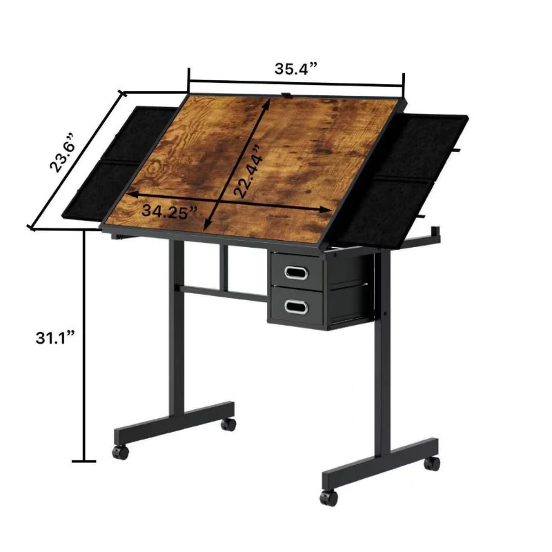 1000-Piece Jigsaw Puzzle Table Board with 4 Felt Storage Trays, 2 Nonwoven Drawers, Drawing Desk for Kids, 35.5" L x 23.5" W x 31.5" H, Black