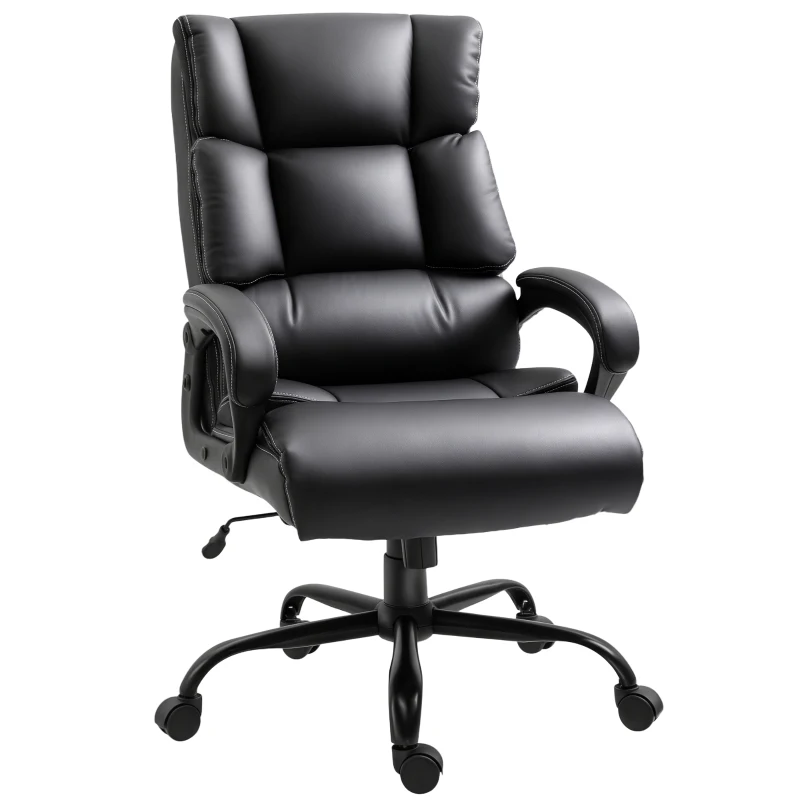 Vinsetto Ergonomic Heavy-Duty Office Chair with Adjustable Height, PU Leather, Rocker, 360° Swivel, 400lbs Capacity, Black