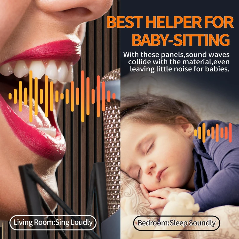 2-Pack 3D Wood Slat Acoustic Wall Panels with Three-Side Wrapped Edges, Fluted Cladding for Wall or Ceiling, 45.5" L x 23.5" W x 1" H, White+Oak