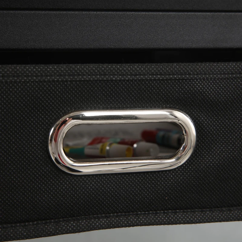 Adjustable Drafting Table Desk with Tilt Top, 2 Large Fabric Drawers, Drawing Desk with Leveling Feet, 38.5" L x 23.5" W x 27" - 36" H, Black