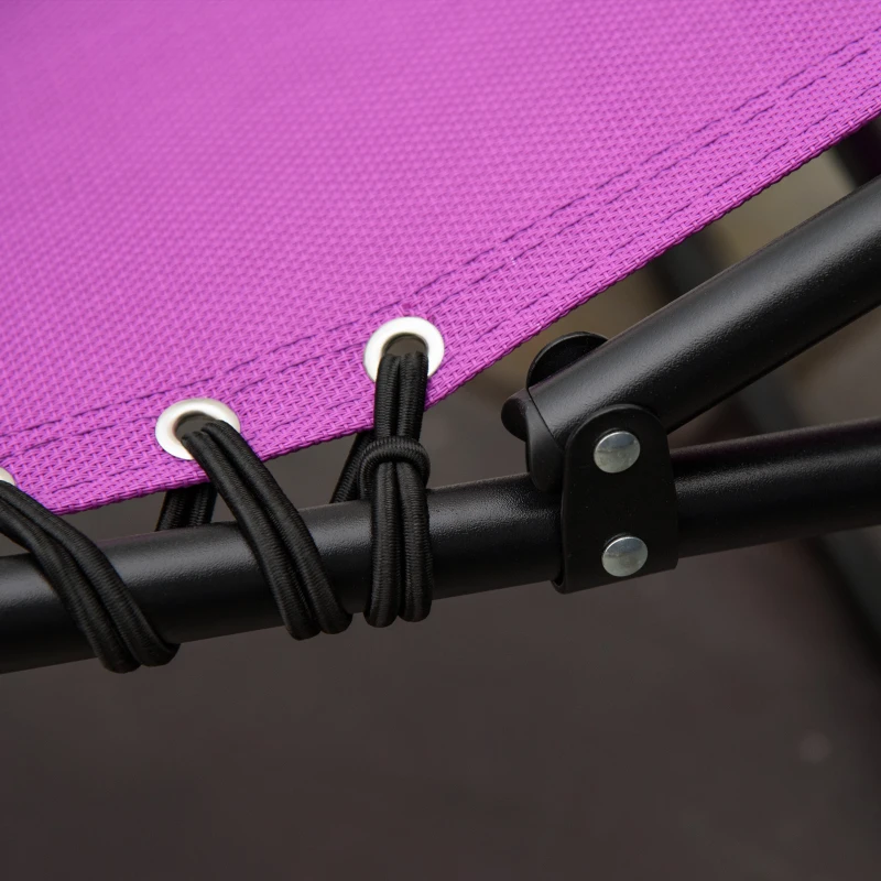 Outsunny Folding Chaise Lounge Pool Chair with 4-Position Reclining Back, Pillow, Breathable Mesh & Bungee Seat, Purple