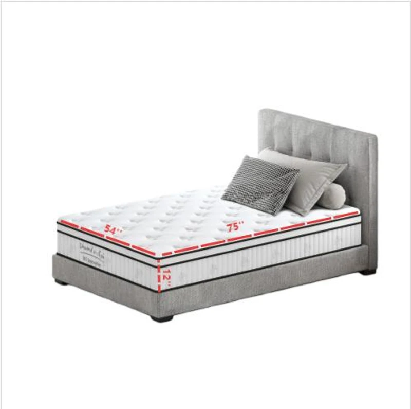 12'' Full Memory Foam Hybrid Mattress with Pocket Springs, Mattress Pad with Compressed and Vacuum-Sealed, 54'' L x 75'' W x 12'' H, White