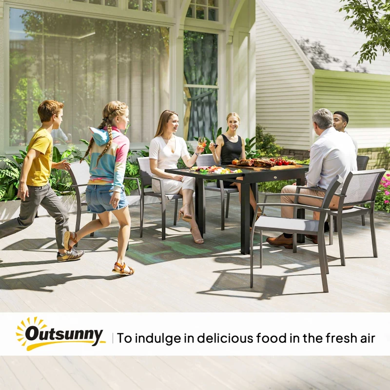 Outsunny Extendable Patio Dining Table, Tempered Glass Aluminum Outdoor Table for Garden Lawn Backyard, Clear
