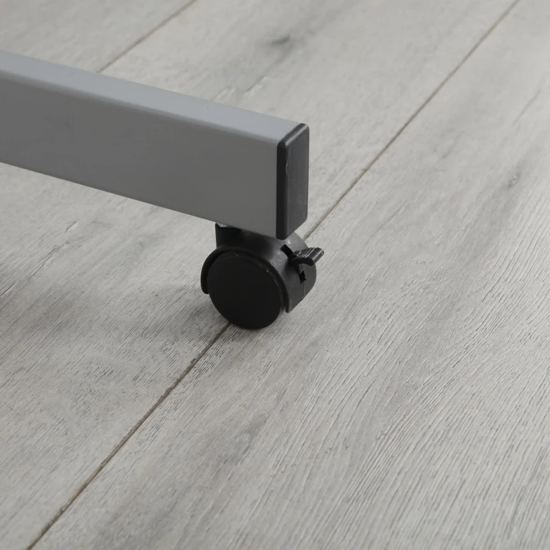 Adjustable Drafting Table Desk with 2 Fabric Drawers, 4 Locking Casters, Drawing Desk with Pencil Ledges, 40.5" L x 23.5" W x 31" H, Silver grey