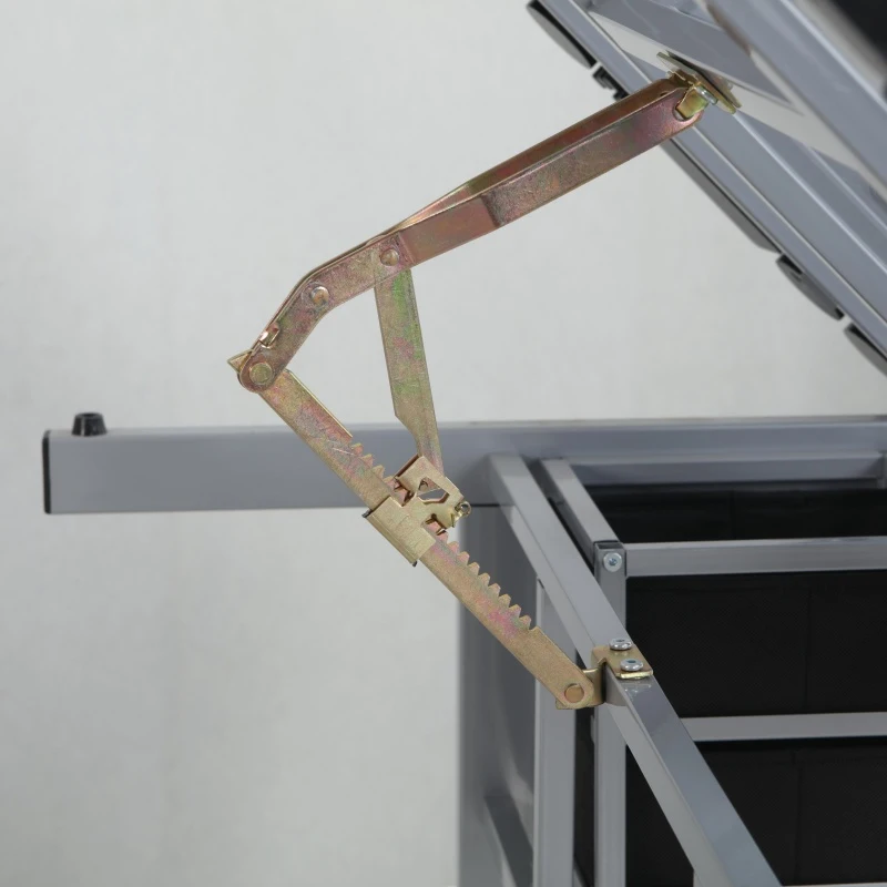 Adjustable Drafting Table Desk with 2 Fabric Drawers, 4 Locking Casters, Drawing Desk with Pencil Ledges, 40.5" L x 23.5" W x 31" H, Silver grey