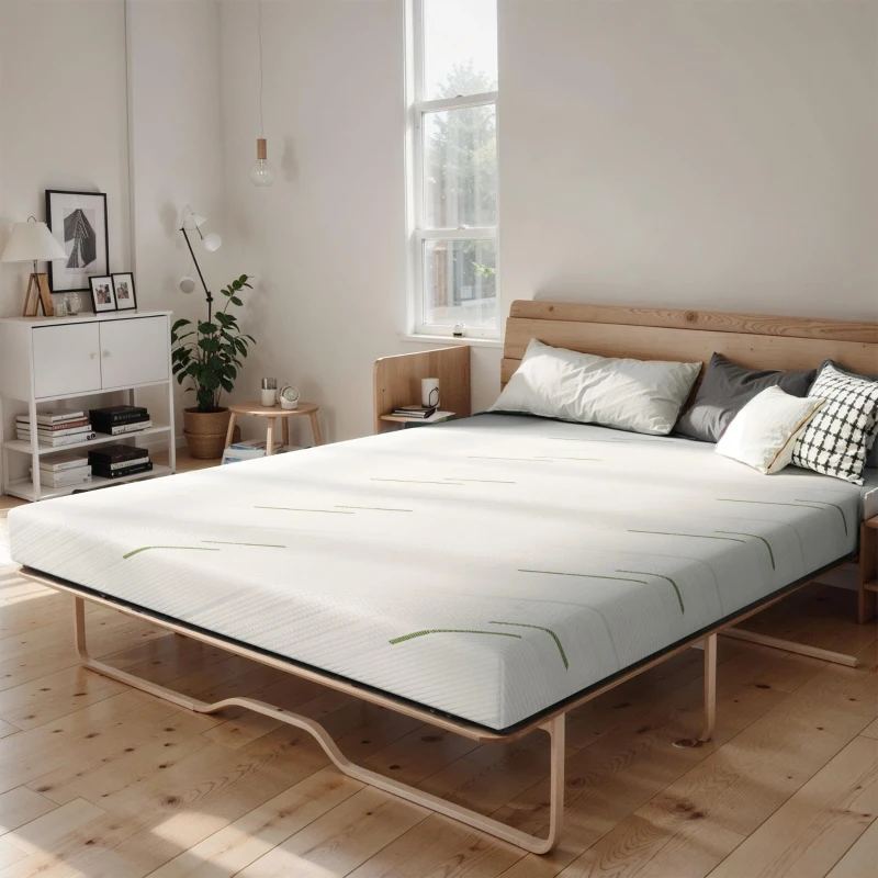 4'' Gel Memory Foam Sofa Mattress Cushion Queen Size with 4-Layer Construction, Mattress Pad with Knit Cover, 58'' L x 72'' W x 4'' H, White