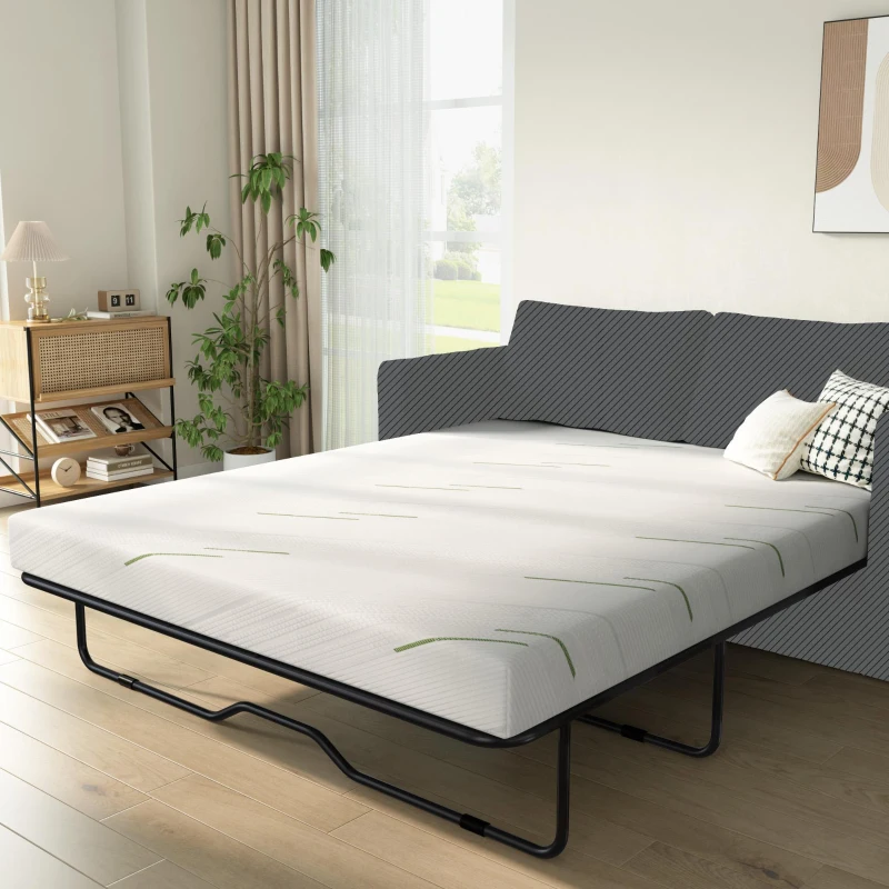 4'' Full Size Sleeper Sofa Mattress, CertiPUR-US Certified Gel Foam, Includes Knit Cover, 53x72'', White