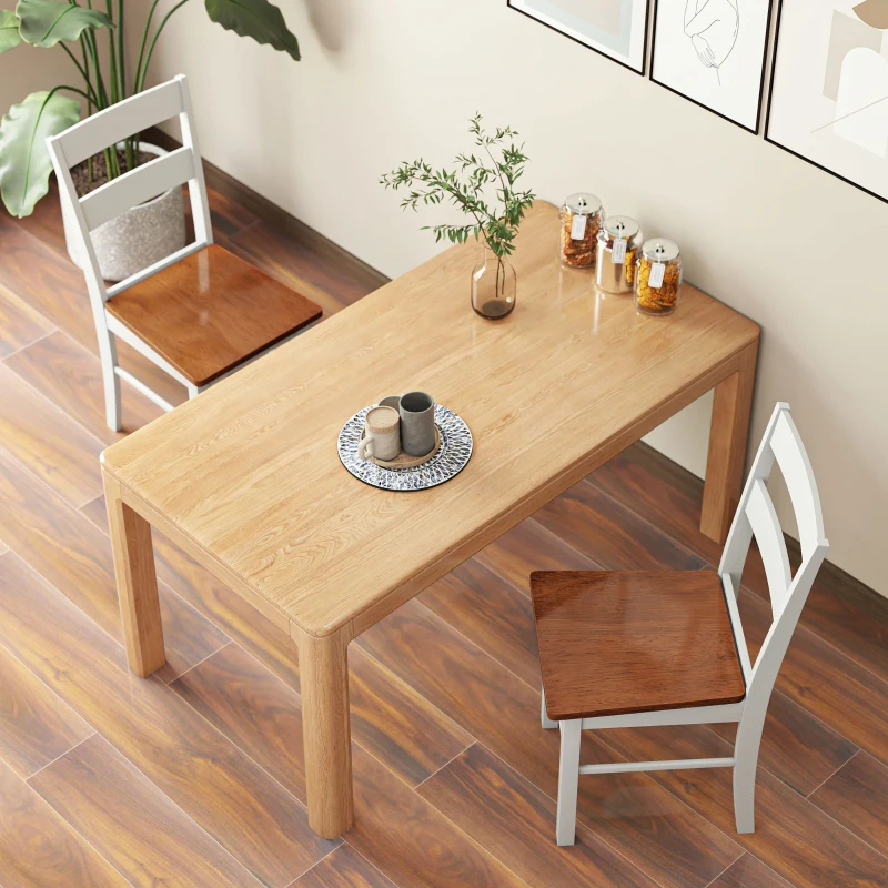 HOMCOM Farmhouse Dining Table Chairs, Set of 2 Rubber Wood Kitchen Table Chairs with Open Back for Living Room, Light Gray