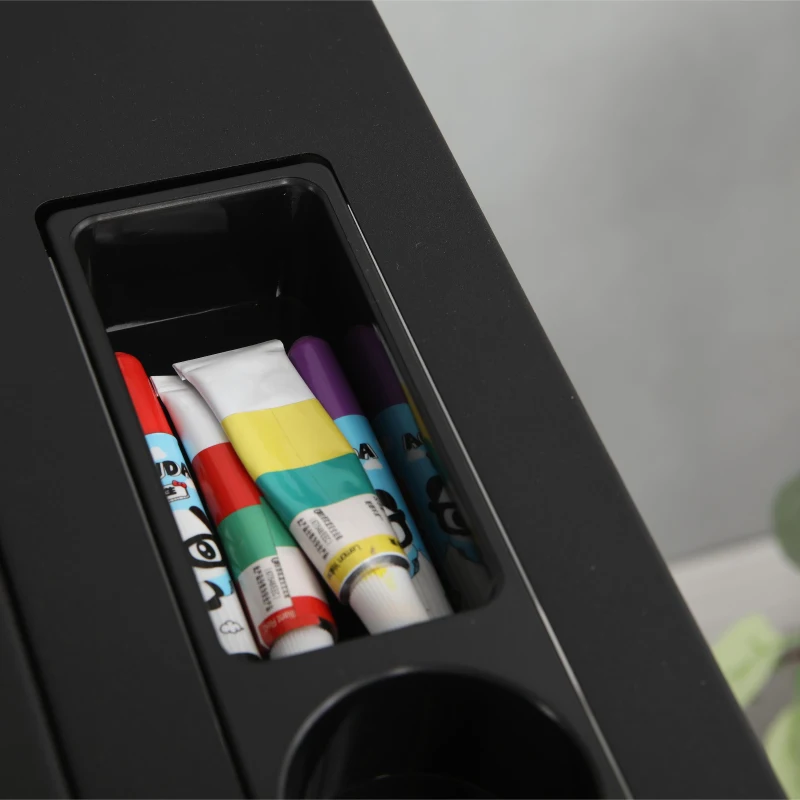 Adjustable Drafting Table Desk with Tilt Top, 2 Large Fabric Drawers, Drawing Desk with Side Pen Storage, 38.5" L x 23.5" W x 27" - 36" H, White