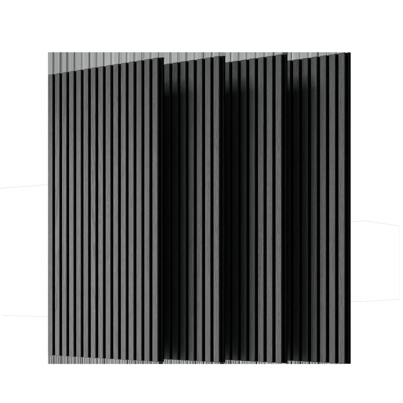 4-Pack Wood Slat Acoustic Wall Panels with MDF & High-Density Polyester, Fluted Cladding for Wall or Ceiling, 45.5" L x 23.5" W x 1" H, Gray