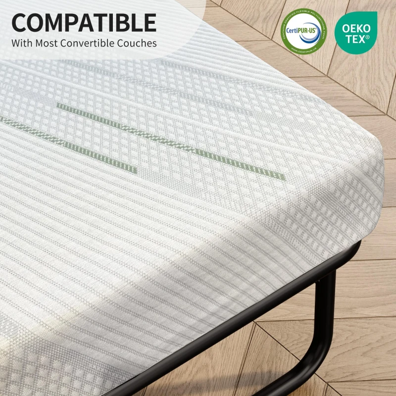 4'' Full Size Sleeper Sofa Mattress, CertiPUR-US Certified Gel Foam, Includes Knit Cover, 53x72'', White