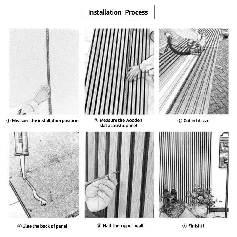 4-Pack Wood Slat Acoustic Wall Panels with MDF & High-Density Polyester, Fluted Cladding for Wall or Ceiling, 45.5" L x 23.5" W x 1" H, Walnut