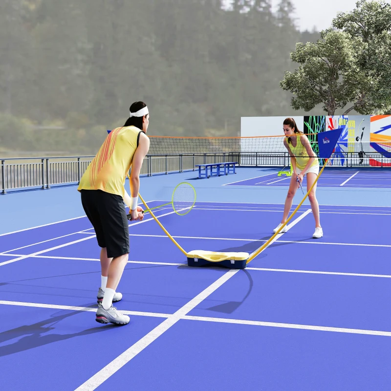 HOMCOM Portable Badminton Net Set with 9.5x5 ft Net, Foldable Badminton Net with 2 Shuttlecocks, 2 Badminton Rackets and 1 Suitcase, for Indoor Outdoor, Beach, Backyard
