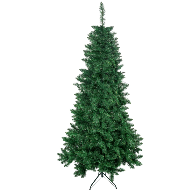 HOMCOM 7' Artificial Half Christmas Trees with Auto Open, Steel Base, for Indoor Xmas Décor